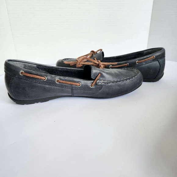 Eddie Bauer Womens Navy Leather Loafers with Brown Ties Sz 10 - Picture 8 of 8